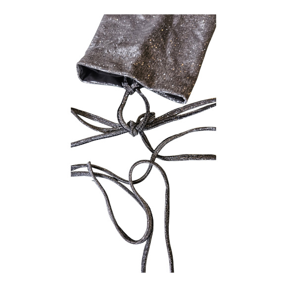 Shein XS Silver Sparkle Sleeveless Tie Closure Tank Top - Picture 2 of 7